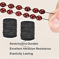Vista 5 de Cuerda elástica para pulseras, 2 rollos de 1 mm de cuerda elástica resistente para hacer joyas, collares, encordado (negro)