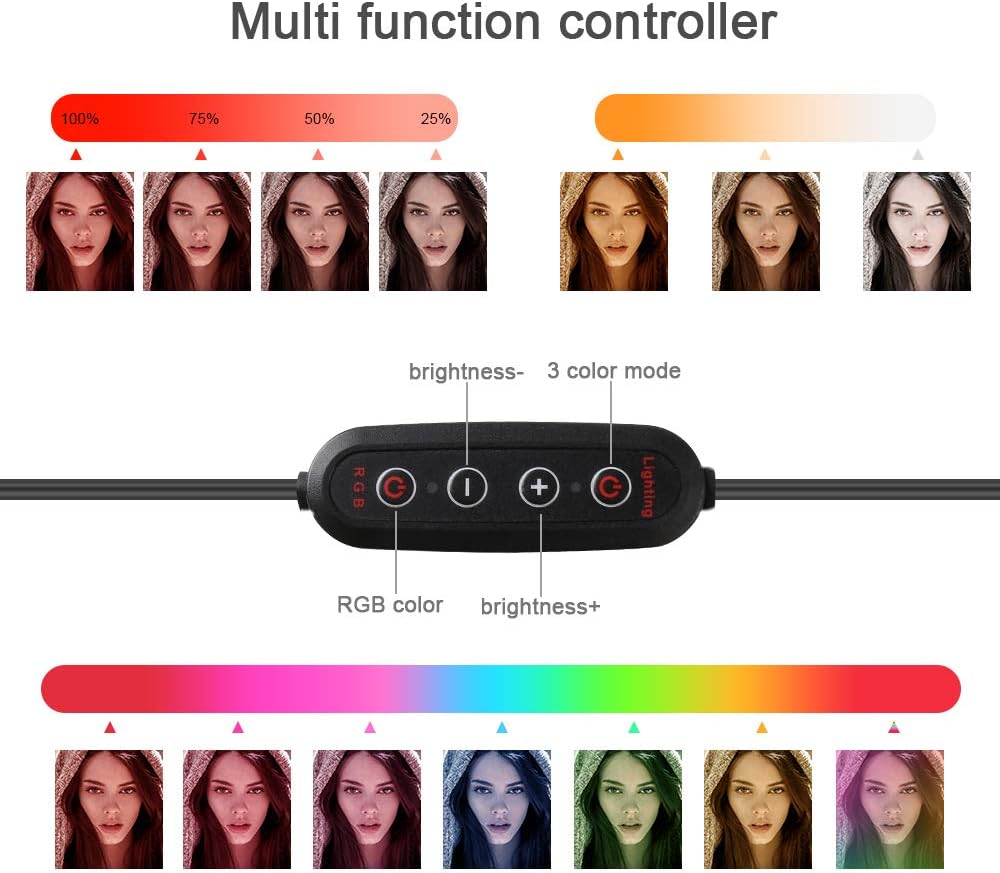 Chеареѕt 🛒 Dimmable 10 RGB LED Selfie Ring Light with Tripod Stand and Phone Holder, Colorful Ring Lights for Makeup YouTube Live Streaming TikTok