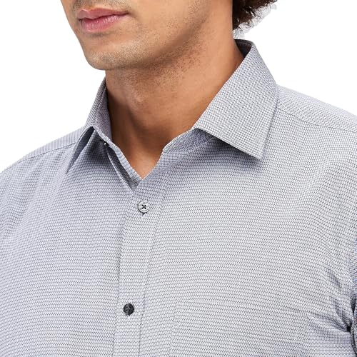 Image of Raymond Men Cotton Slim Fit Structure Pattern Semi Cut Away Collar Formal Shirt