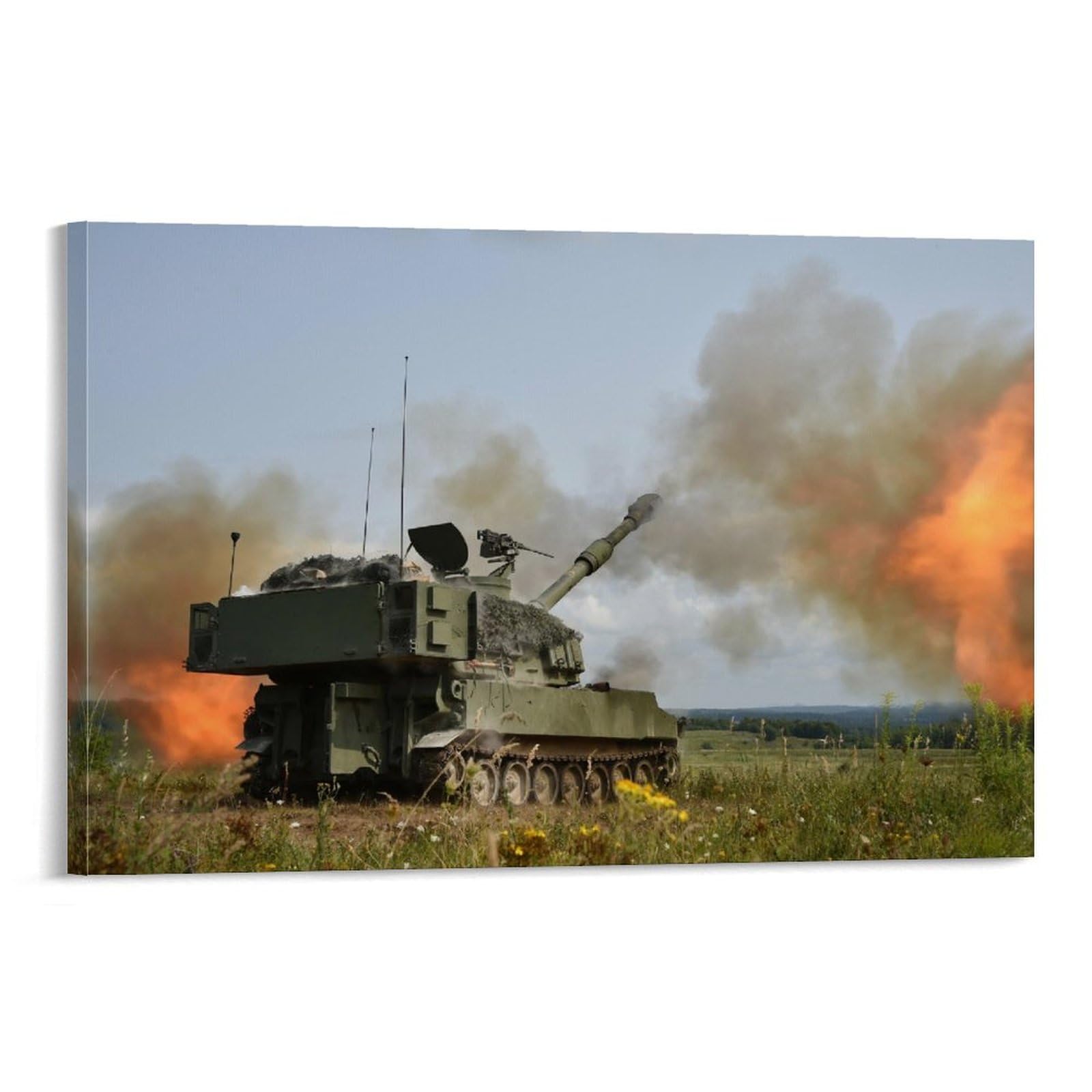 US Army M-109A6 Paladin Self-Propelled Howitzer Vehicle Shooting Mission Military Art Poster for Boys Room Decor Wall Art Paintings Canvas Wall Decor Home Decor Living Room Decor Aesthetic 24x36inch