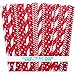 Outside the Box Papers Red Stripe, Chevron and Polka Dot Paper Straws 7.75 Inches 75 Pack Red, White
