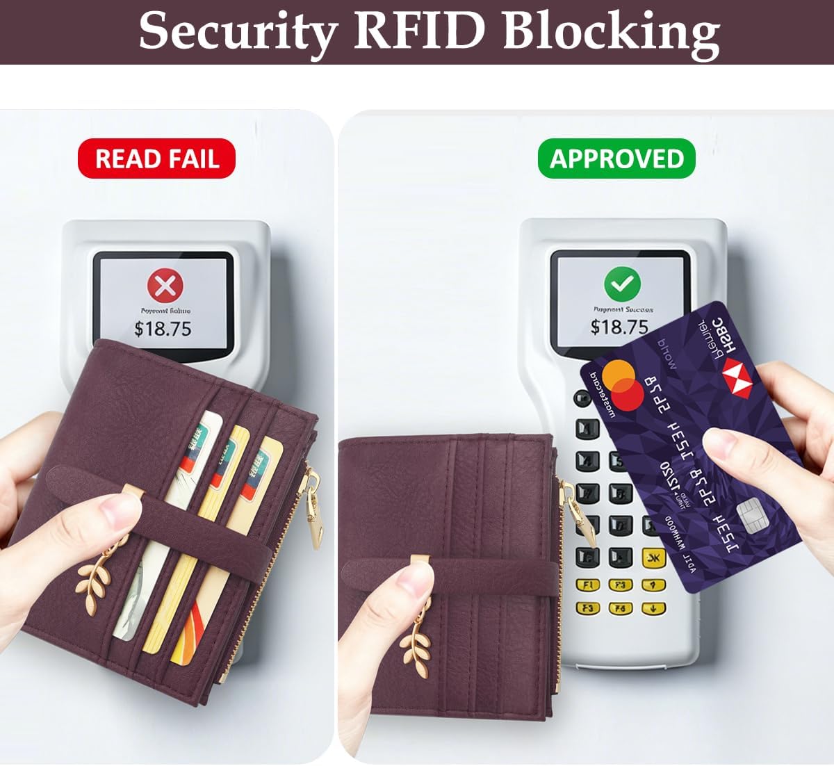 Women RFID Blocking Small Bifold Wallet Card Holder with 12 Card Slots image 4
