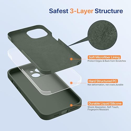 Miniatura 784 de Miracase - Funda diseñada para iPhone 11 con protector de pantalla, funda de goma de silicona líquida, protección total contra caídas y a prueba