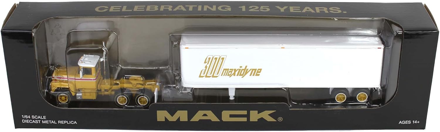 First Gear DCP 1/64 Mack R-Model Day Cab with 40ft Vintage Trailer, 125 Years of Mack 60-2022