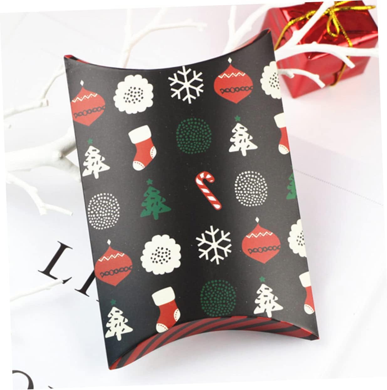 ORFOFE 20pcs Christmas Festival Boxes for Cookies and Candies Pillow Shape Containers for Lightweight and Pastry Packaging