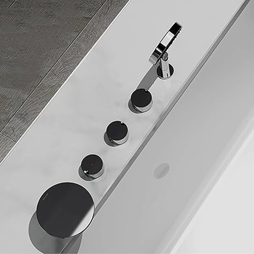 Miniatura 2 de Ksunun Grifo de bañera de cascada con ducha de mano, grifo de bañera de tres manijas, moderno juego de grifo de ducha de latón, grifo de llenado de