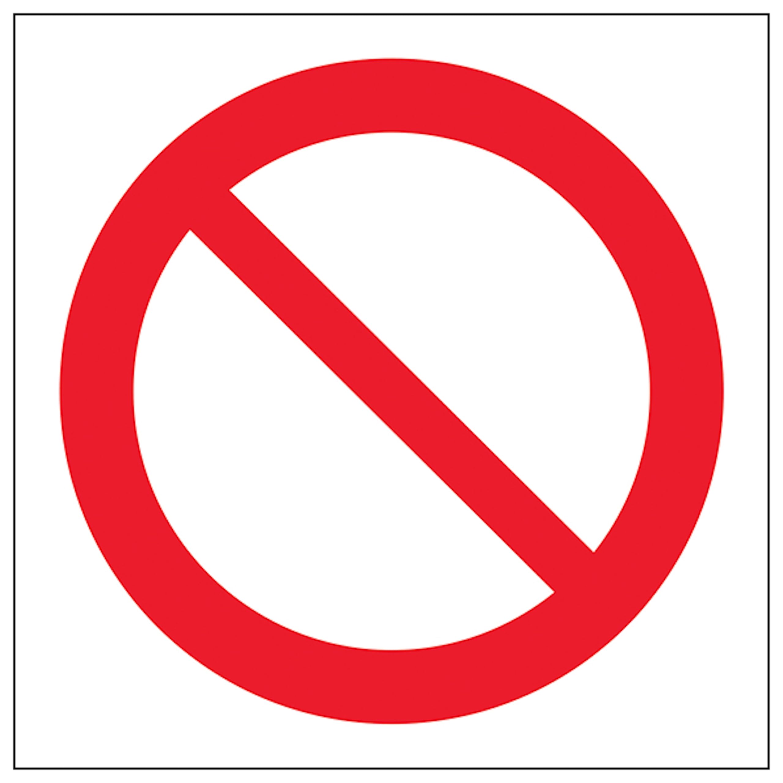 V Safety Prohibition Symbol 100 x 100 mm - 3mm Aluminium Composite Safety Sign