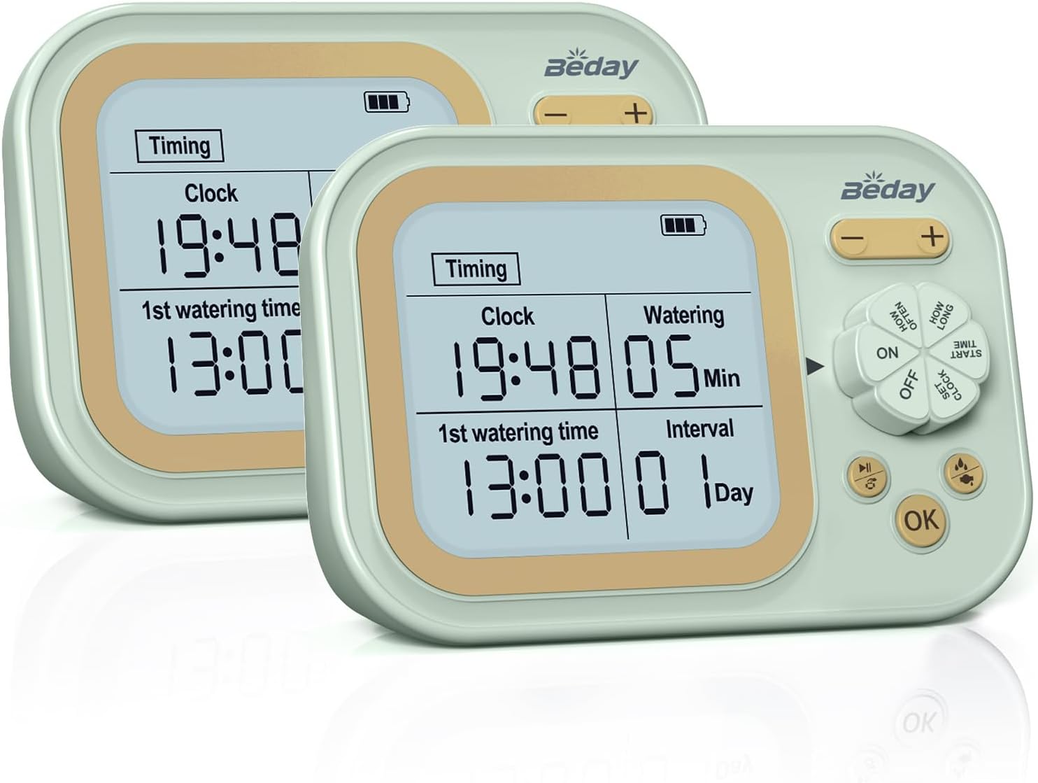 Automatic Plant Waterer Self Watering System Indoor for 15 Potted Plants Pack of 2, Auto Drip Irrigation Kit Programmable Water Timer w Smart Humidity Detection, Green