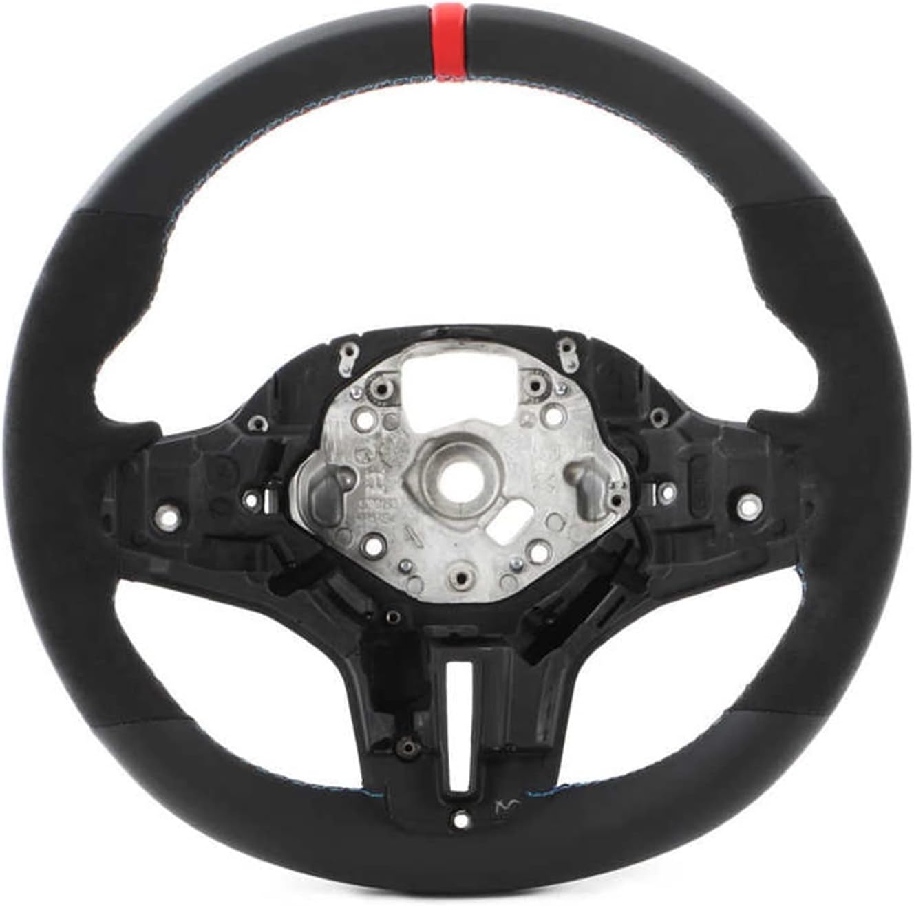 Steering Wheel Suede M‑Tri Stitching Compatible with BMW M5 F90 M8 X3M X4M X5M X6M G3X G1X G0X M Sport Car Accessories(NX200 2019)