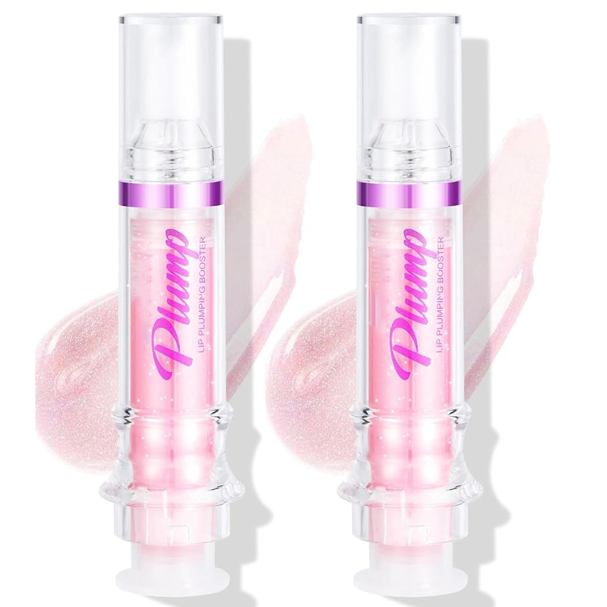 Baorder 2PCS Plumping Lip Oil With Chili Extract-Fuller Lips Instantly!Clear Pink Plumper Pout Lips Lip Gloss,Hydrating Nourishing Tinted Lip Balm Liquid Lipstick for Moisturizing Lips (02