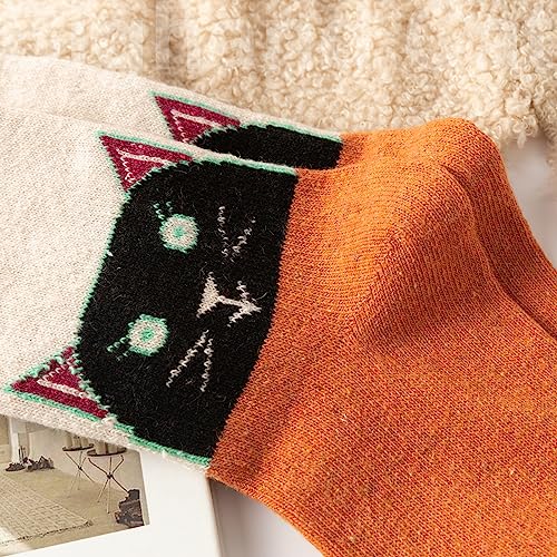 Image of IIG Cute Warm Wool Socks for Women Super Cozy Thick Crew Winter Socks Gifts, 5 Pairs