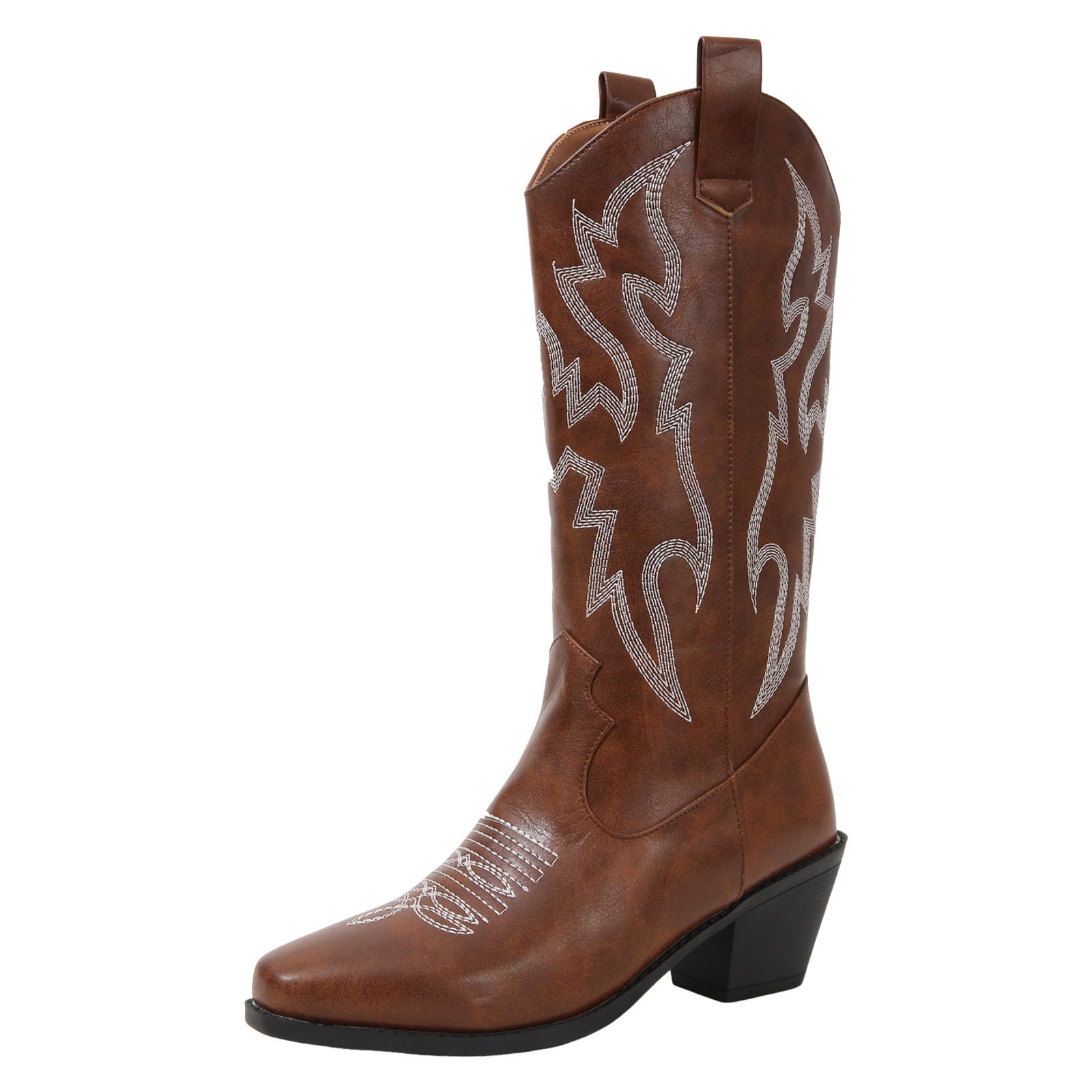 Stivali da cowboy da donna ricamati country western cowgirl stivali tacco grosso in pelle metà largo polpaccio occidentale scarpe da sposa per feste country concerti