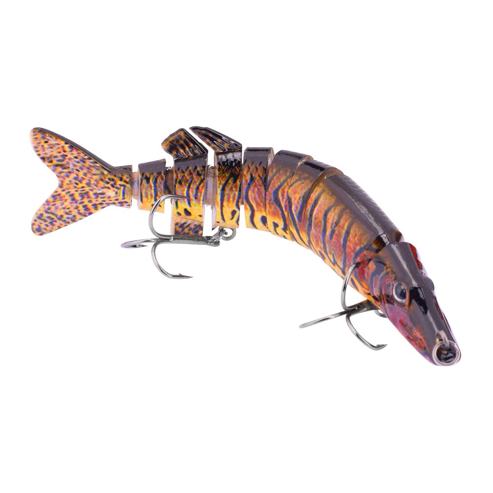 BOMSO Multisection Series 1pc 5in 0.7oz Lifelike Multi Jointed 8 Segement Swimbait Crankbait Hard Bait Pike Muskie Fishing Lure Fish Artificial Bait Treble Hook