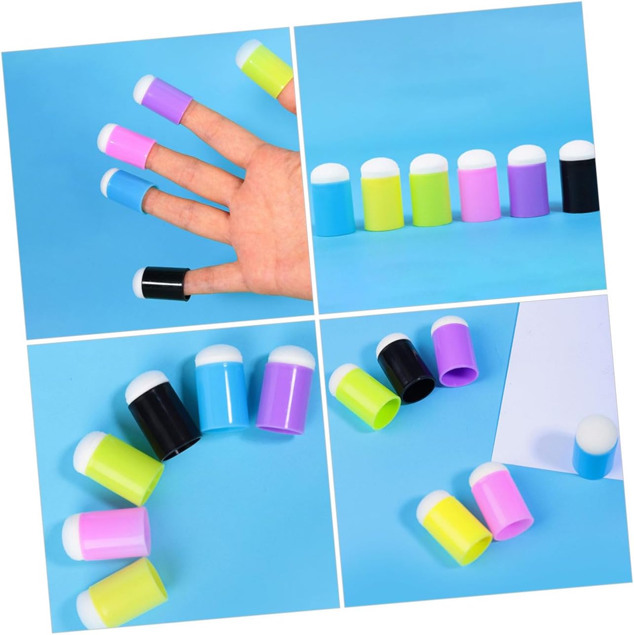 SUPVOX 30Pcs Colorful Finger Painting Sponge Daubers Graffiti Finger Covers for DIY Crafts Easy to Clean Portable Drawing Tools