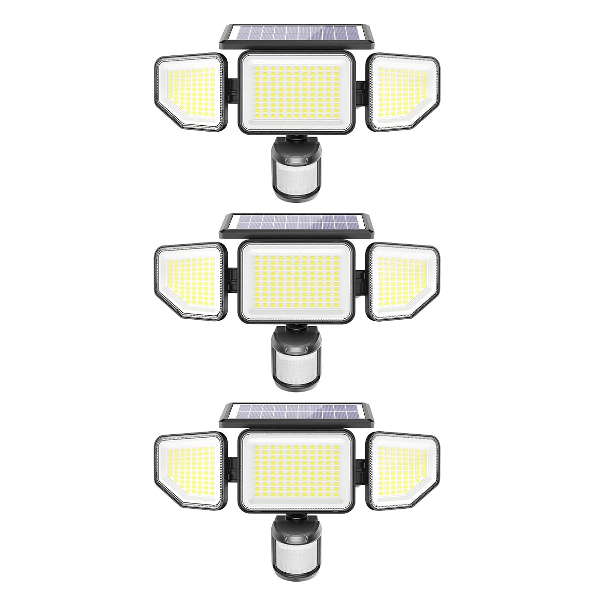 Onforu 3000LM Solar Security Lights, 258 LED 3 Heads, IP65 Waterproof, Remote