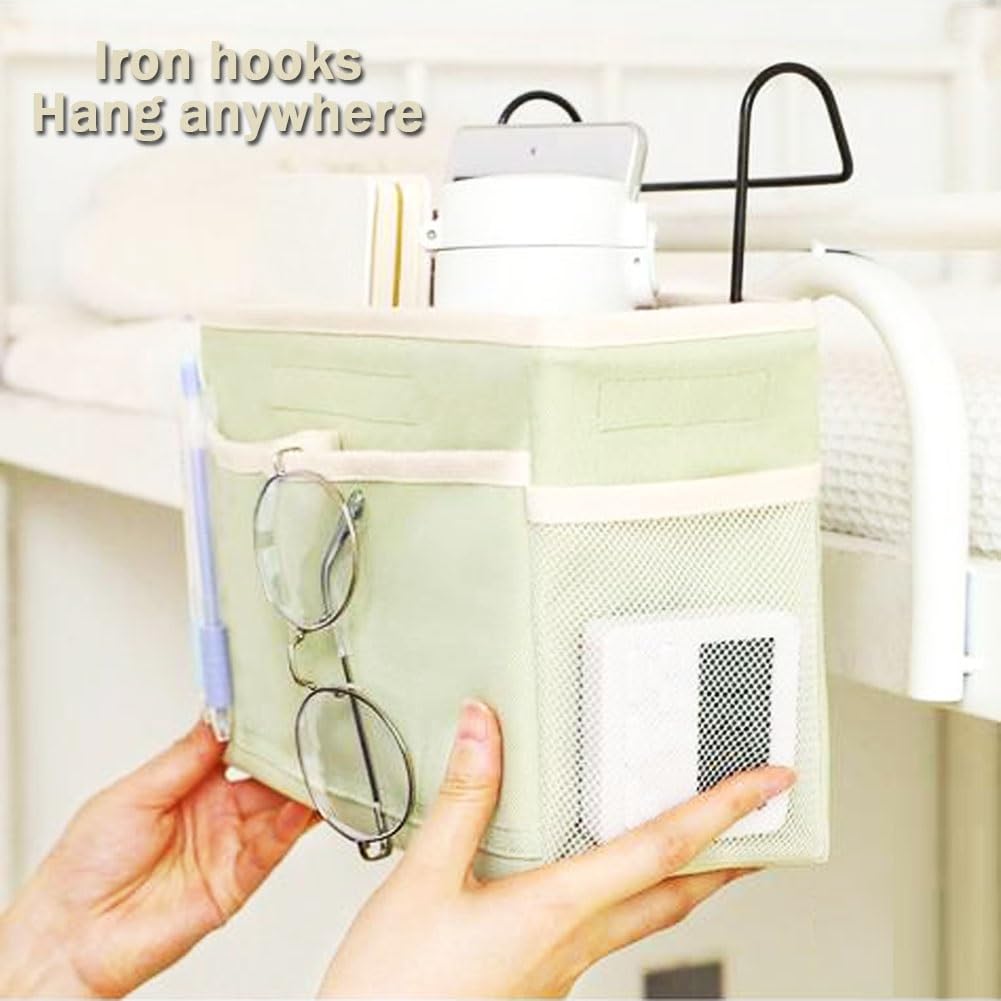 Organizador de almacenamiento para colgar al lado de la cama para revistas, libros, mandos a distancia y smartphones, ideal para barandillas de cama y sofás