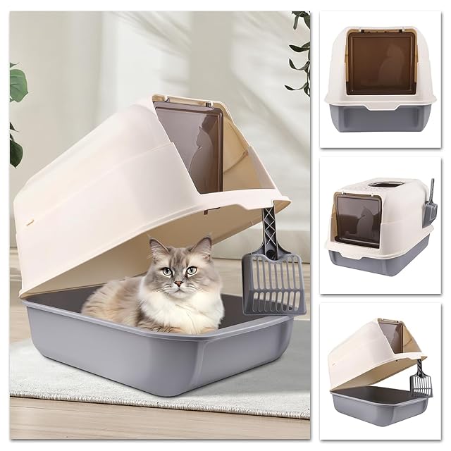 Foto 7 de 8 de Arenero para Gatos Grande, Material de Plástico Resistente, Diseño Moderno y Elegante