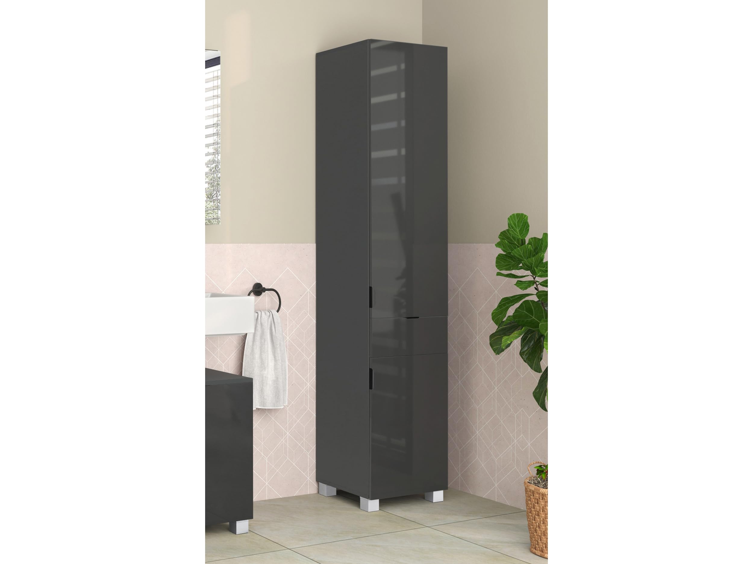 Loft24 Atlas Storage Cabinet - Grey - Metal/Wood
