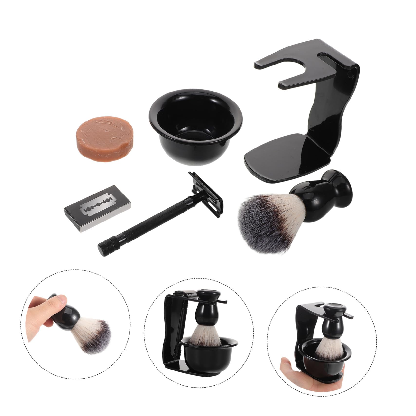 Cura Della Barba Per Uomo Spazzola Da Barba e Porta Rasoio Kit Per Rasatura Ad Alta Precisione Per Casa e Viaggio Strumenti Essenziali Per Cura Dei Baffi