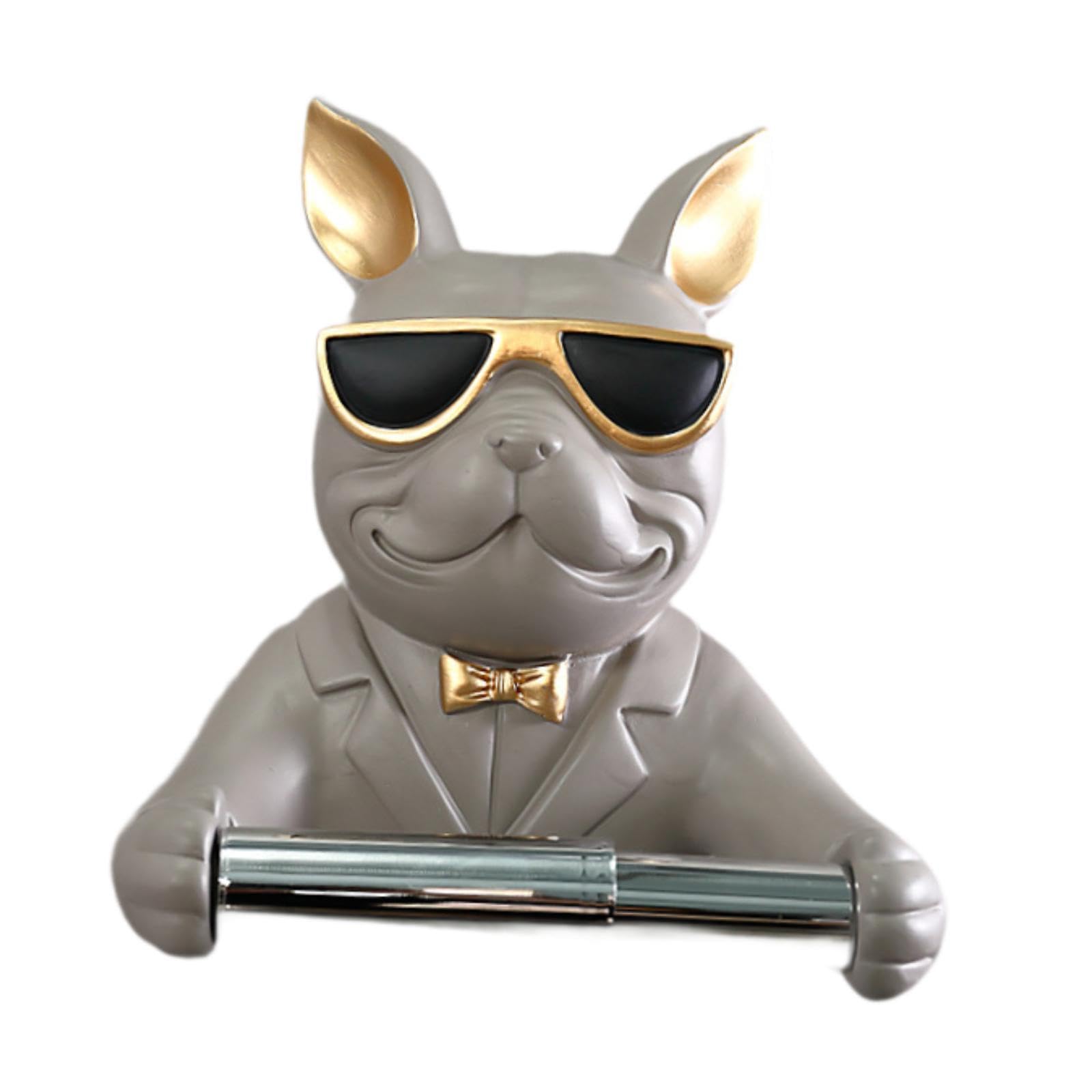 Pixzcsa Gray For Creative Toilet Paper Holder Dog Sculpture Wall Mount No,