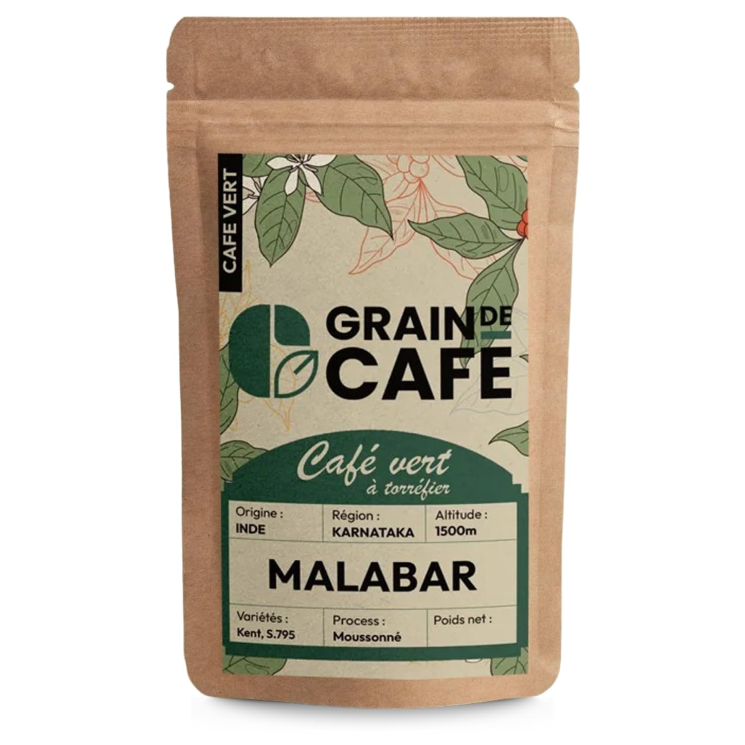 Café Bonnac – Café En Grain Inde Malabar Moussonné 1kg | 100% Arabica Traditionnel | Notes De Céréales, Poivre Doux Et Bois Sec | Torréfaction Artisanale | Idéal Machine À Café Grain