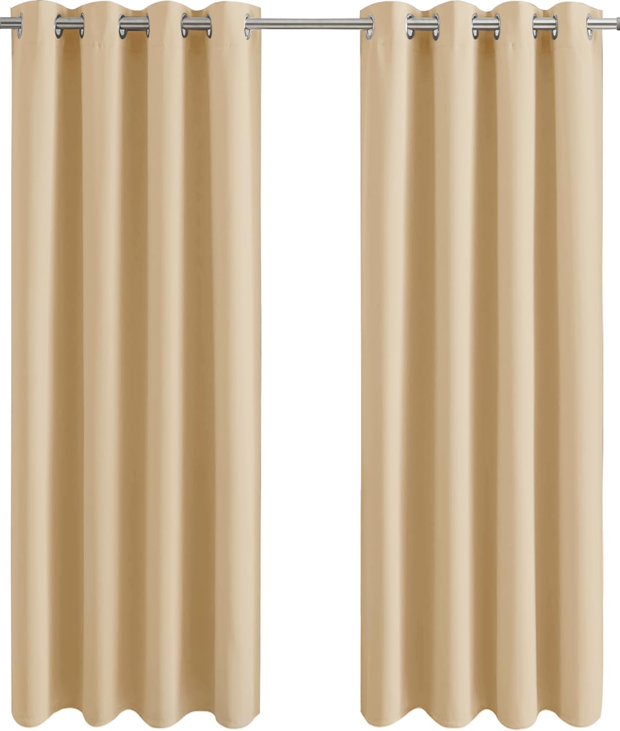 Aspire Homeware Blackout Curtains for Bedroom Thermal Insulated Eyelet Cream Curtains 66x90 Living Room Windows Treatments, Room Darkening Black Out Curtains with 2 Tiebacks (168 x 228 CM)