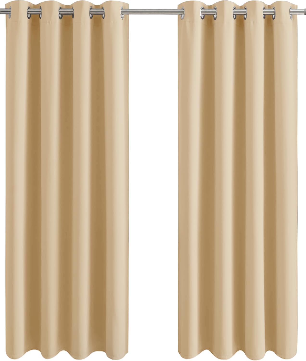 Aspire Homeware Blackout Curtains for Bedroom Thermal Insulated Eyelet Cream Curtains 66x90 Living Room Windows Treatments, Room Darkening Black Out Curtains with 2 Tiebacks (168 x 228 CM)