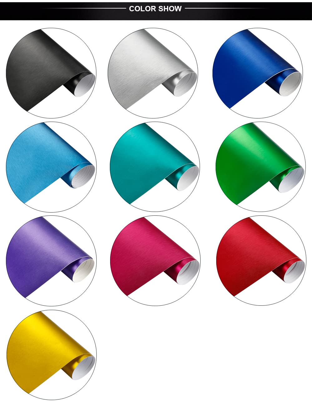 NewL Brushed Stainless Steel Metallic Vinyl Wrap Film Matte Chrome Car Wrapping Foil Sticker Sheet for Car Laptop Furniture (Black, 30cm x 150cm) — view 7