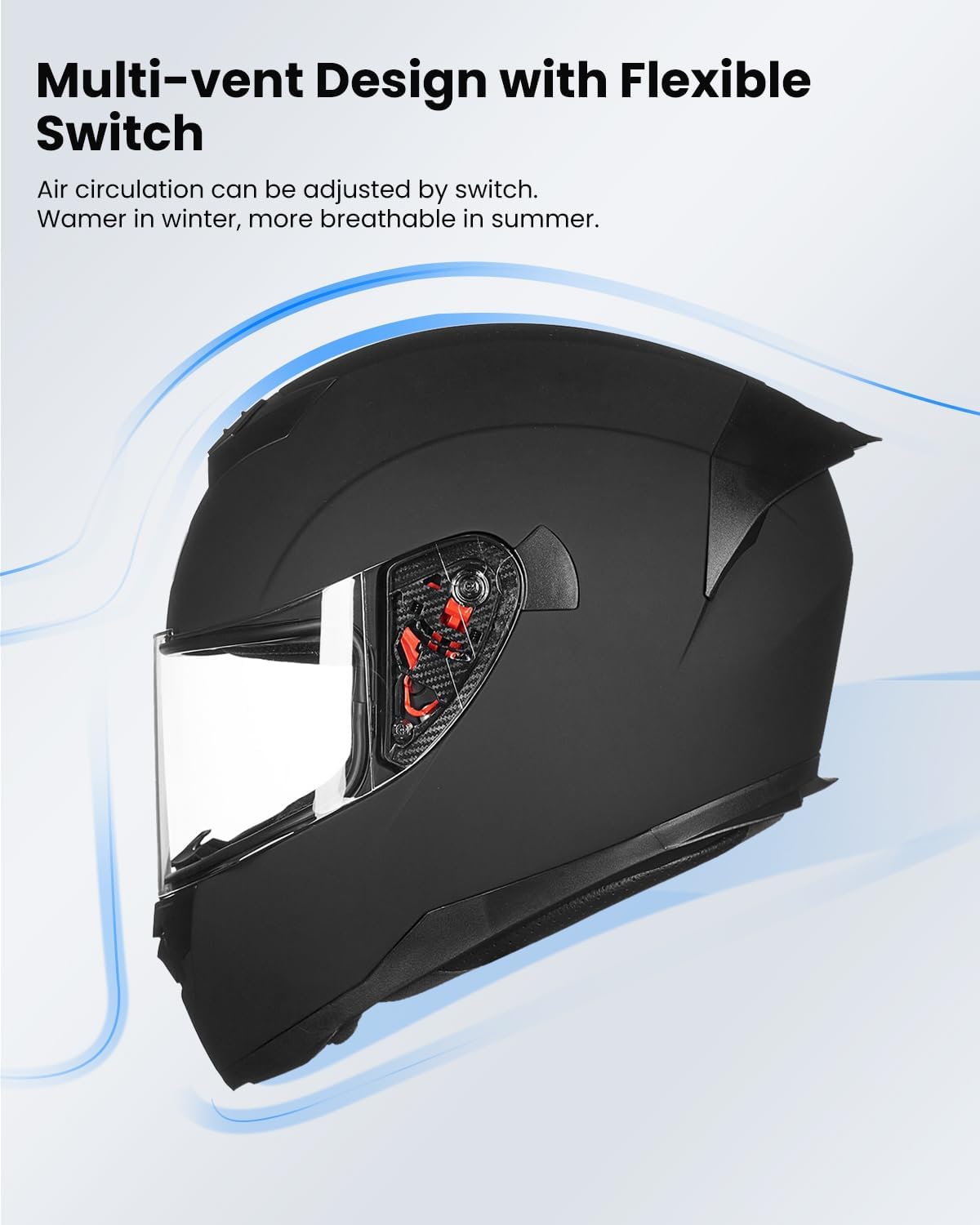 ILM Full Face Motorcycle Helmet for Motocross Street Bike DOT Certified 2 Visors Model-317(Matte Black, L) - Image 4