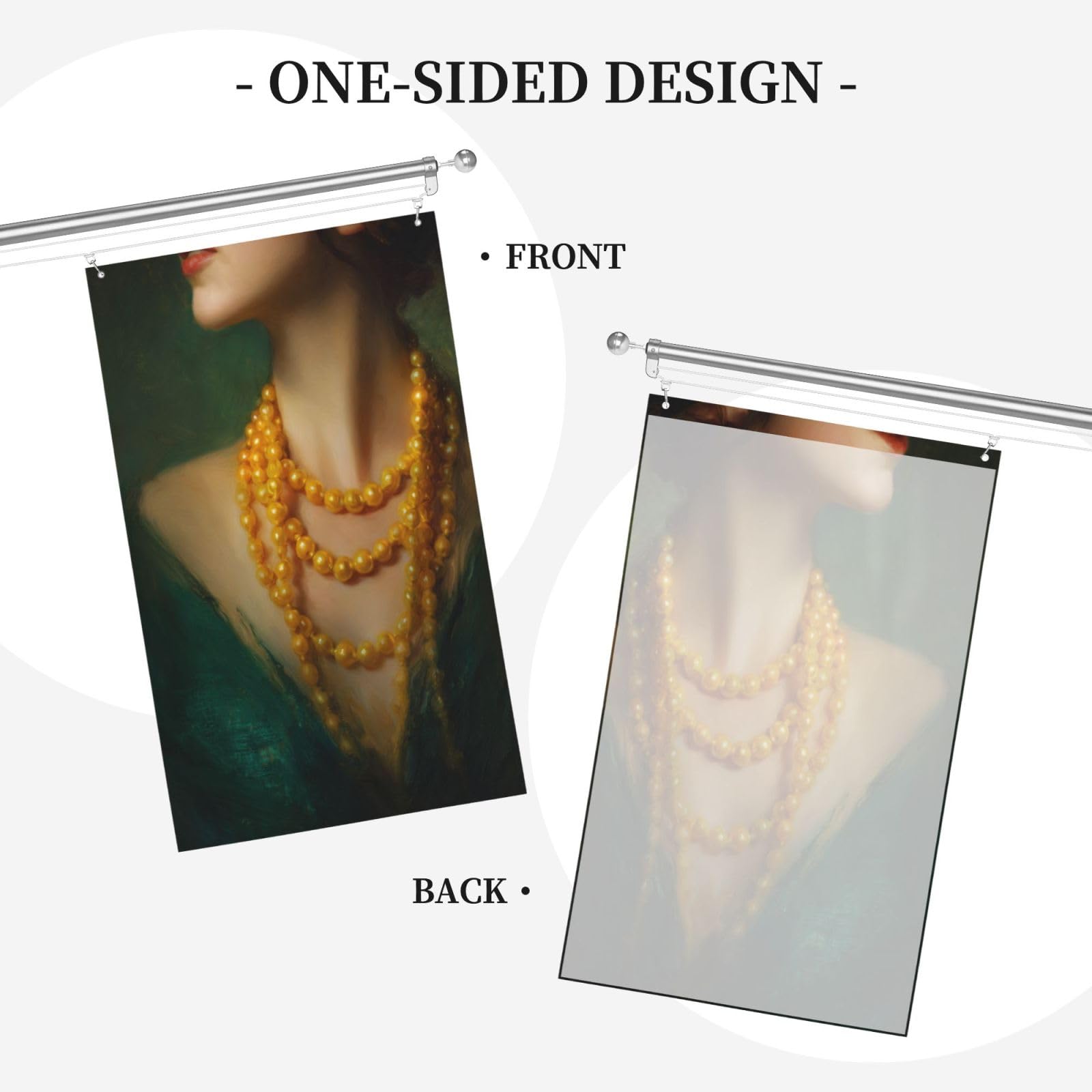 Woman Neck Huge Yellow Pearl Necklaces Yard House Flags,3x5 Ft Season Greeting Banner With Grommets Indoor Outdoor Party Home Decorations