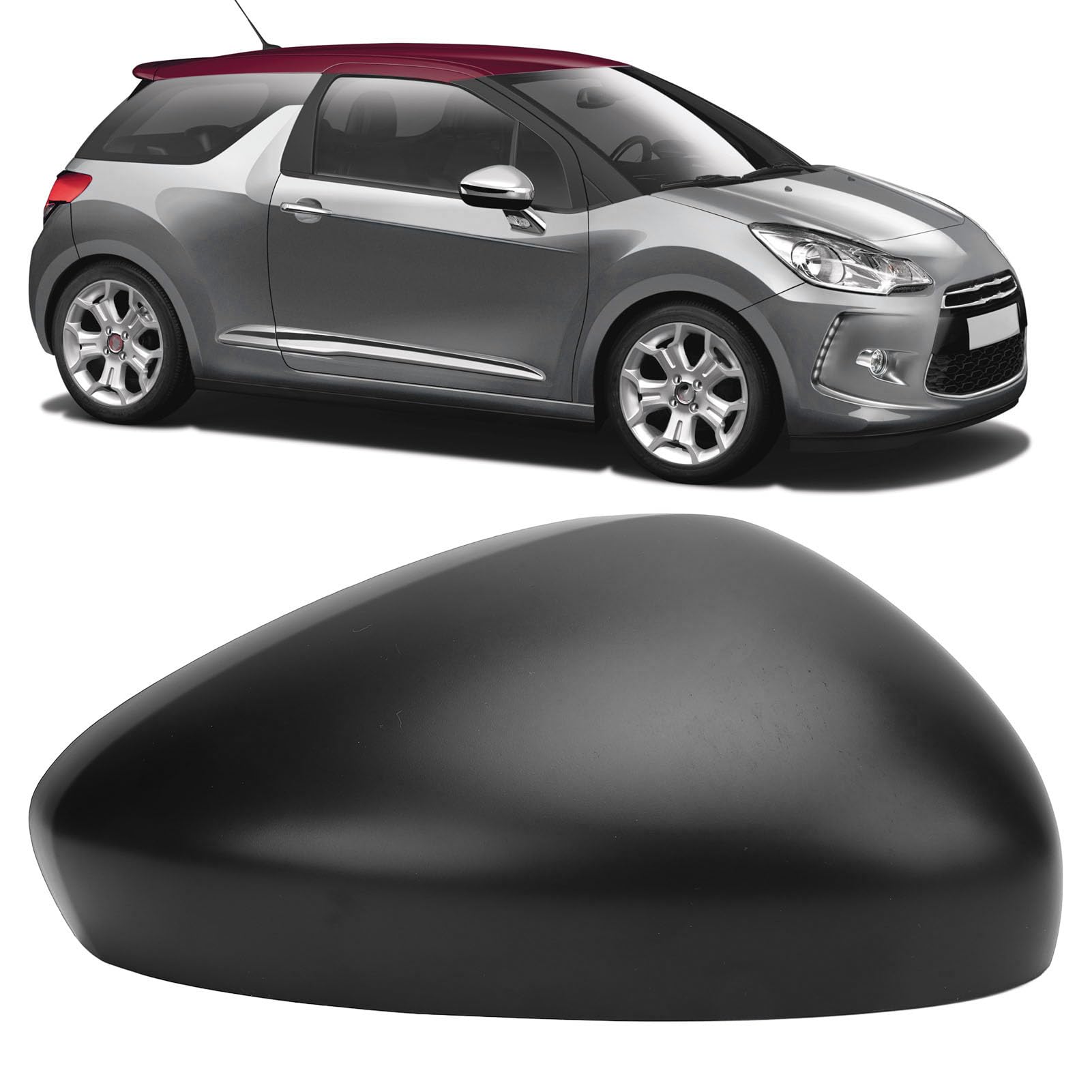 Nero Lucido Specchietto Laterale Cover Dipinta per Citroen DS3 2009-2015 SX Lato