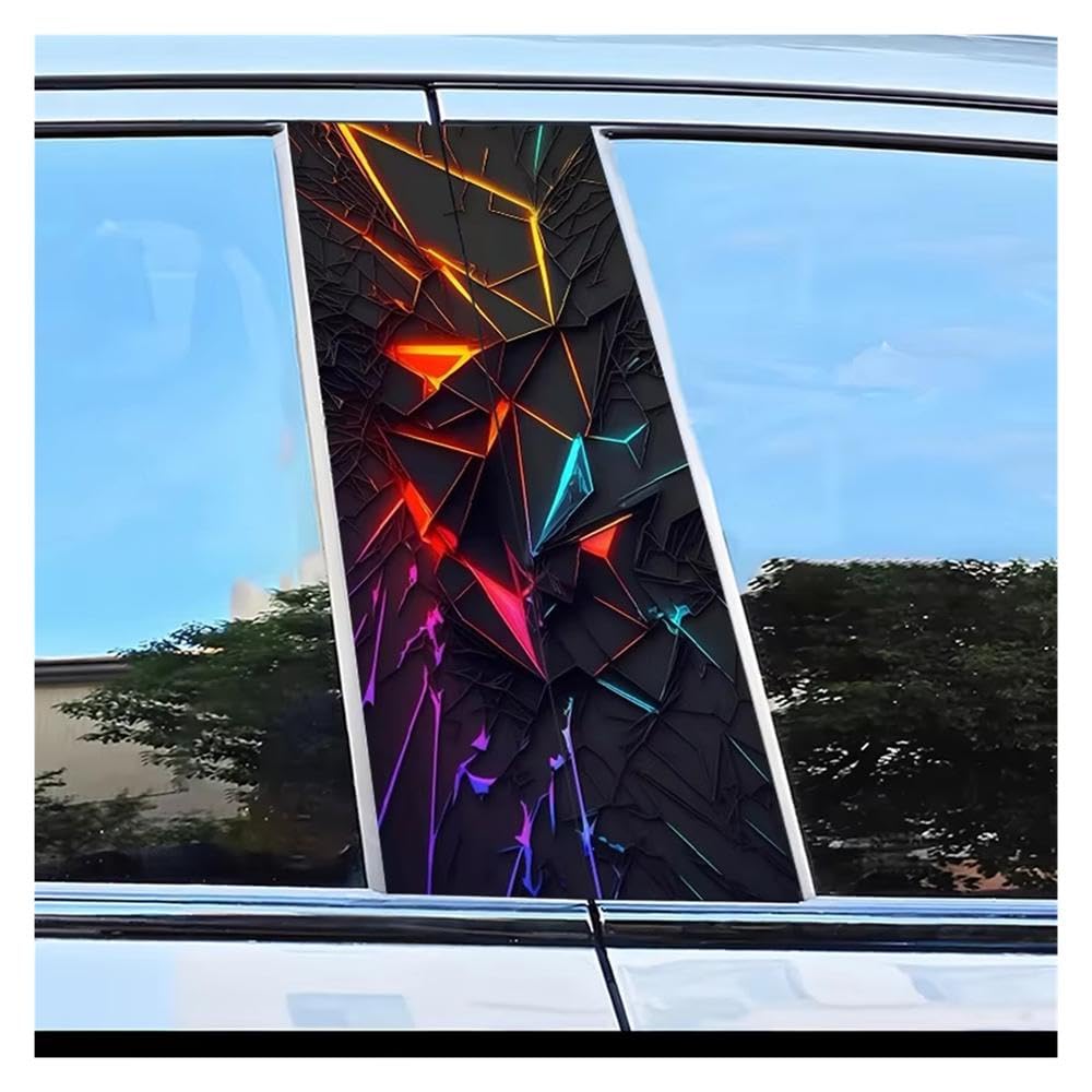 Auto Accessory 2 PCS Car Door Pillar Decoration Sticker Broken Neon Scratch-Resistant Personalized Film