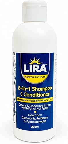 LIRA 2-in-1 Shampoo & Conditioner for All Hair Types, Free from Colourants, Parabens & Formaldehydes, 200ml