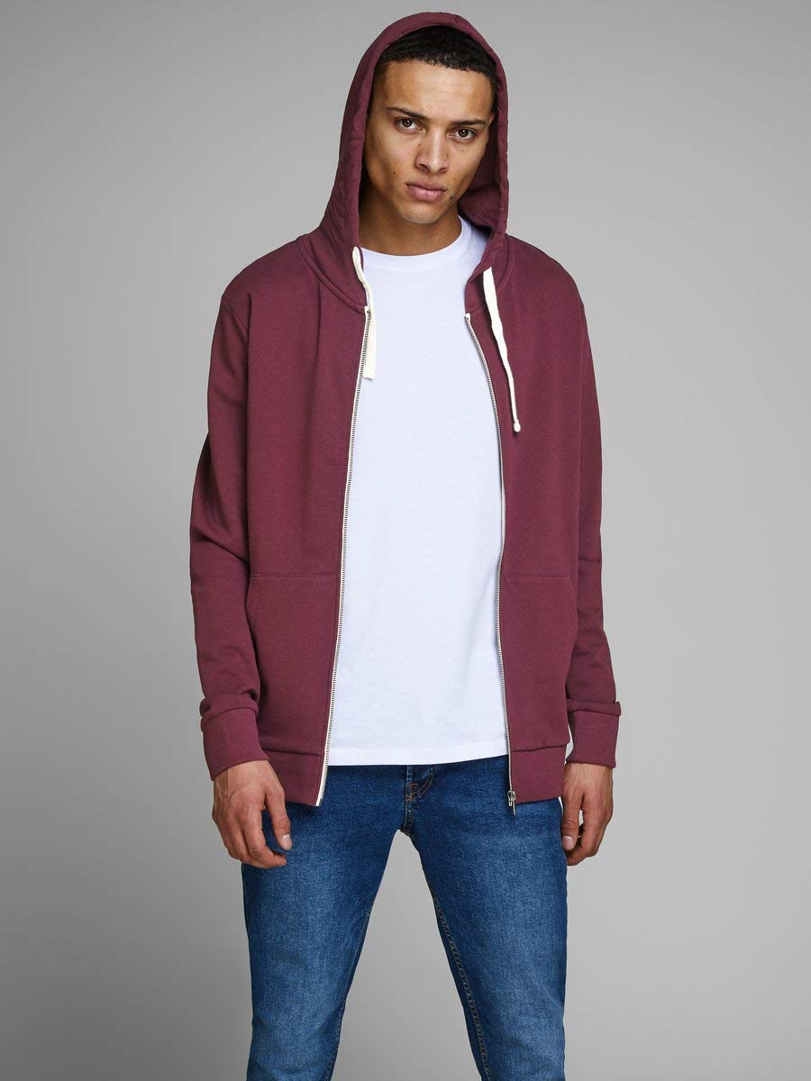 JACK&JONES Jjeholmen Sweat Zip Hood Noos Felpa con Cappuccio, Rosso (Port Royale Fit: Reg Fit), XL Uomo