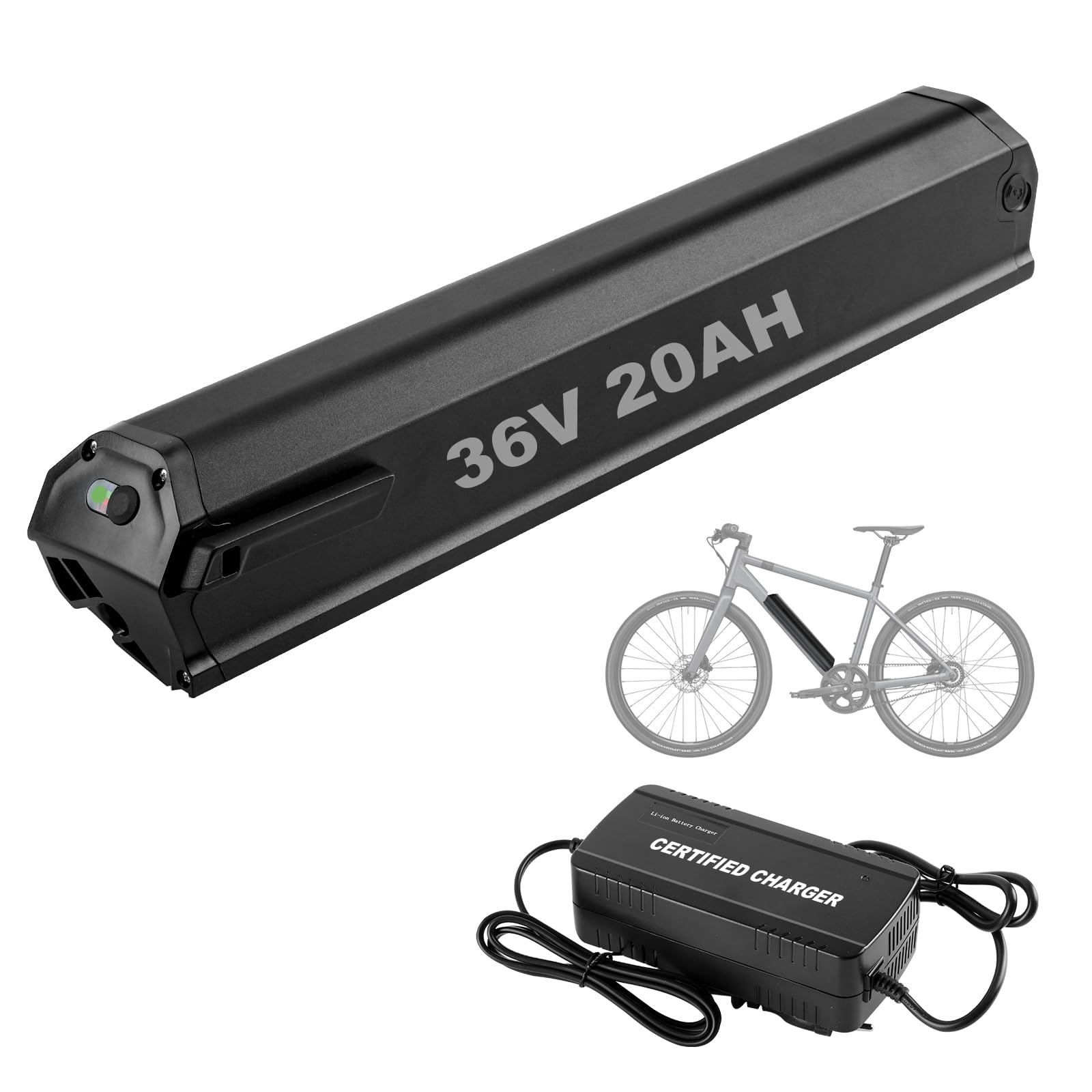 Batteria per Bici Elettrica 36V 20Ah con Caricatore, per 36V 250W, Compatibile con VTT Scrappeur MXC, Reention Dorado Pro e NCM