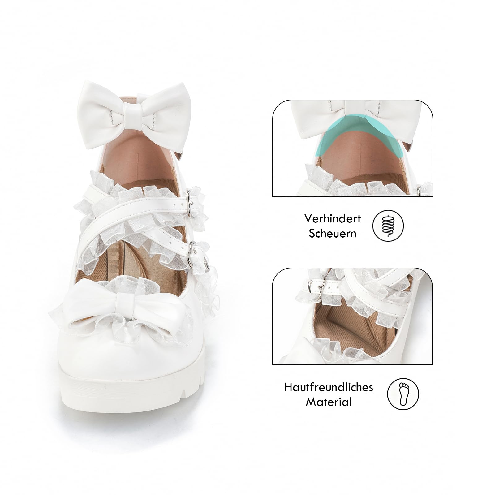 PPXID Damen Pumps Blockabsatz Schuhe Lolita Gothic Mary Jane mit Knöchelriemen für Cosplay & Festivals