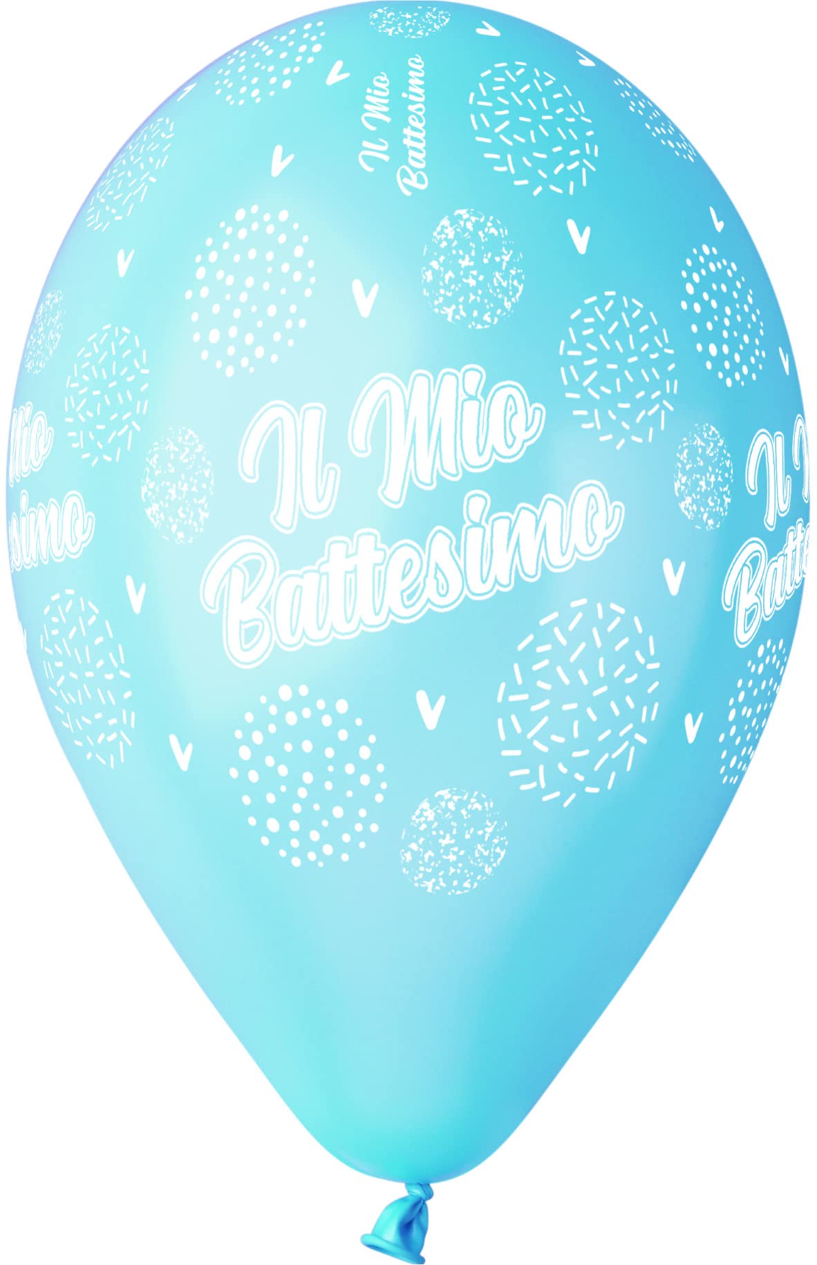 Pack 25 balloons "Il Mio Battesimo" in natural latex Premium Quality G120 (Ø 33cm / 13"), pastel light blue