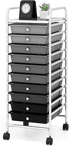 Miniatura 10 de SILKYDRY Carrito de almacenamiento con ruedas de 15 cajones, carrito de almacenamiento móvil con ruedas bloqueables para manualidades, herramientas,