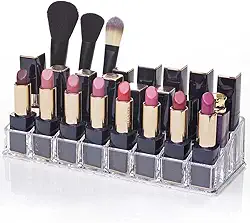 Porta Batom com 24 Divisórias, Acrílico Store, Transparente, Médio