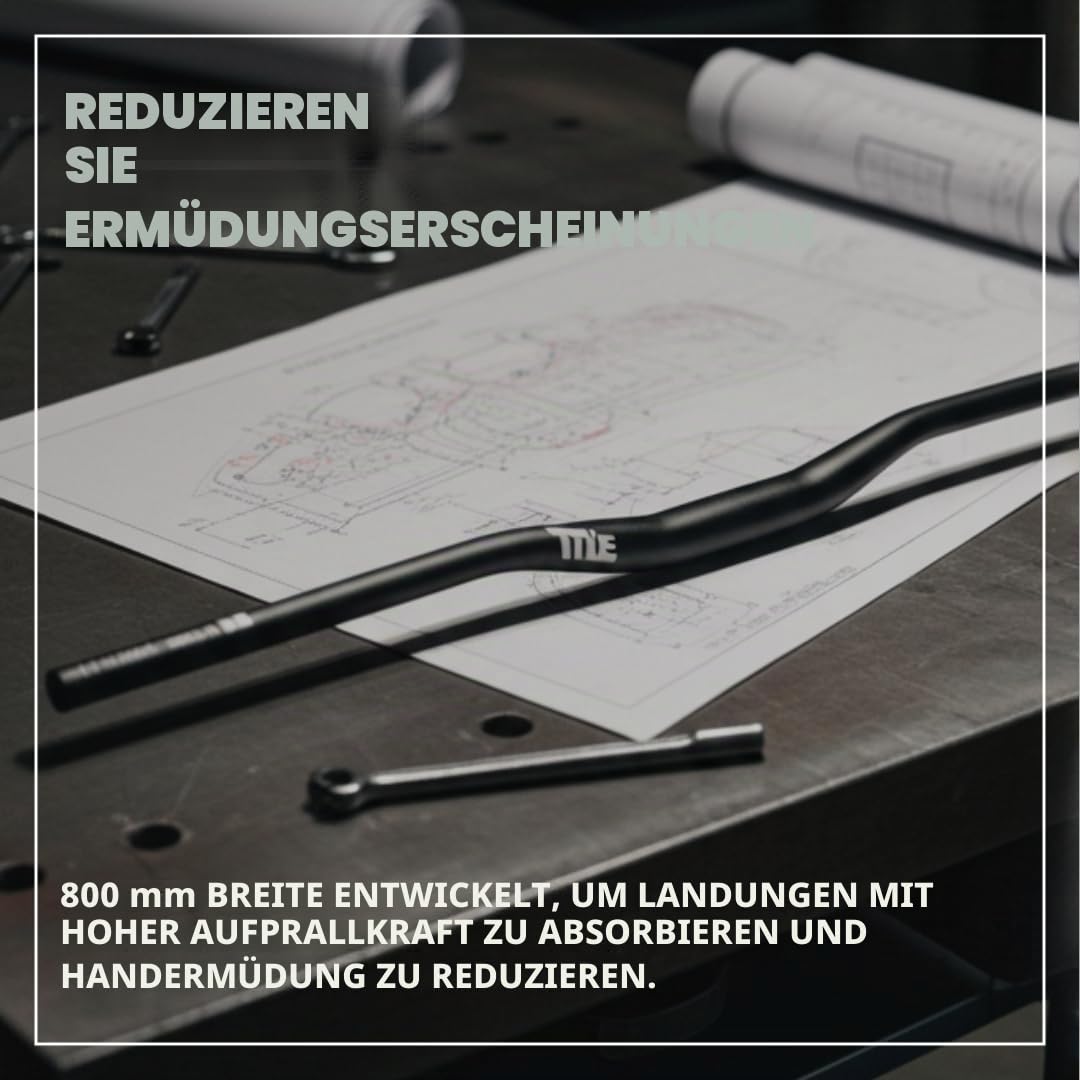 TITLE AH1 35 MTB-Lenker – 800 mm Breite, 35 mm Klemmung, 38 mm Rise, Aluminiumlegierungs-Lenker für Downhill, Enduro, Freeride, Trek & Fixie-Bike kompatibel (Schwarz, 35x38 mm Rise)