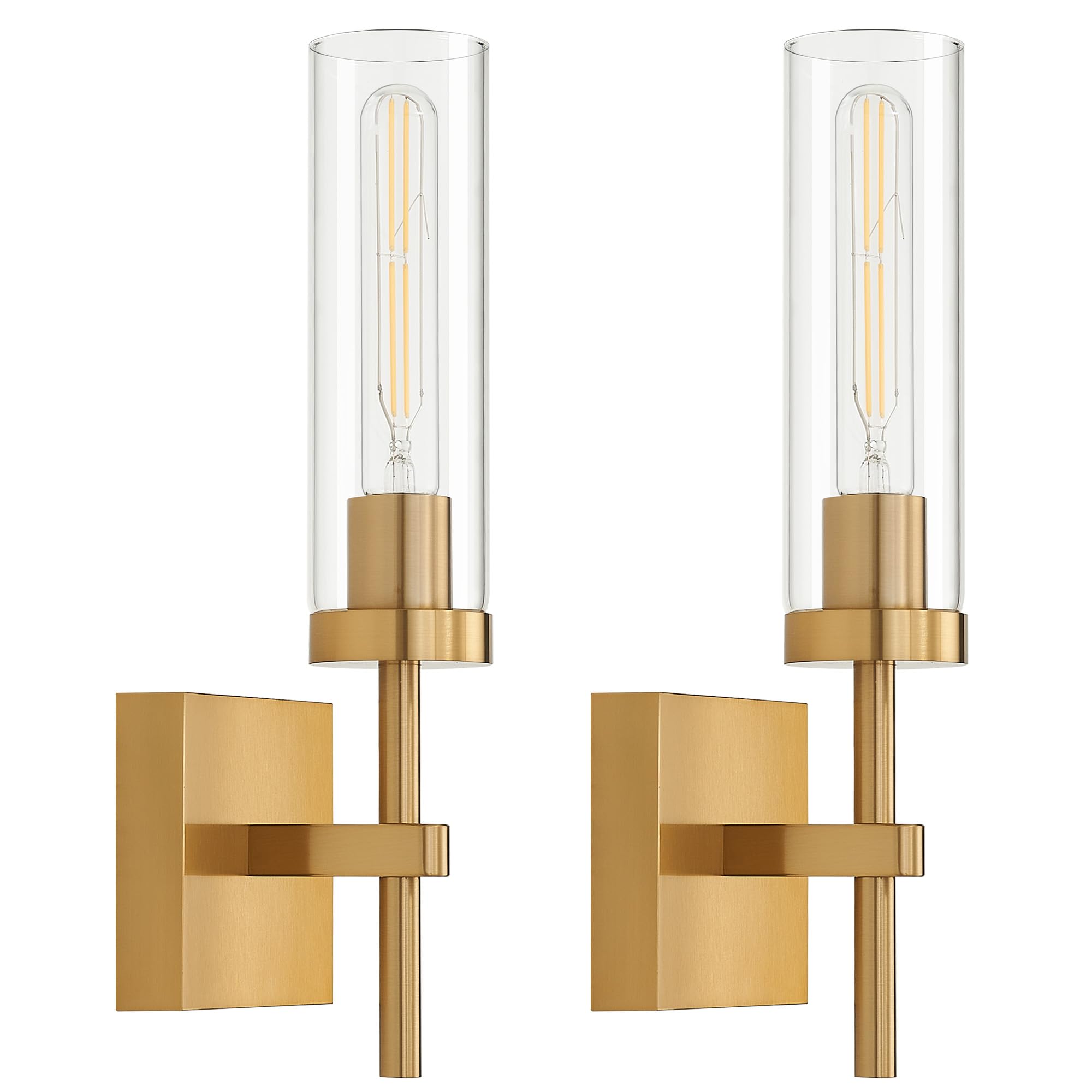 Gold Battery Operated Wall Sconce Set of 2, Wireless Wall Sconces with Remote Control, Rechargeable LED Dimmable Wall Light for Bedroom Bathroom