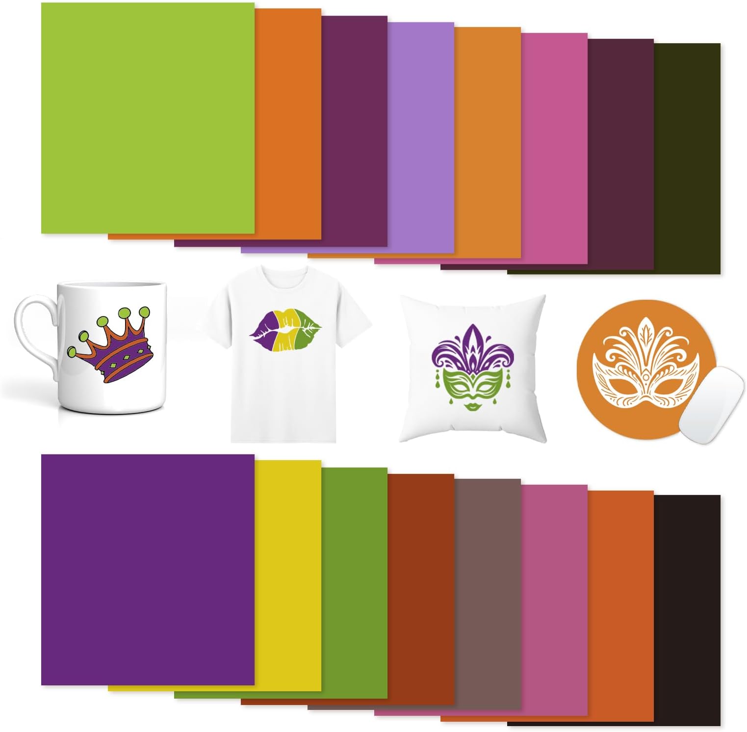 Tintnut Mardi Gras Solid Color Sublimation Transfer Paper- 16 Sheets 12inchesx10inches Solid Color Shrove Tuesday Sublimation Transfer Paper Bundle for DIY Mugs, Tumblers, Key Chain, T-Shirtstte