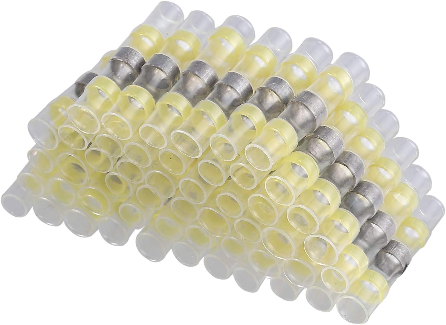 CAMWAY 50 Pcs Solder Seal Wire Connectors 12-10 AWG Electrical Wire Terminals Non Crimp Connectors IP67 Waterproof Heat Shrink Cable Sleeves Heat Shrink Connectors