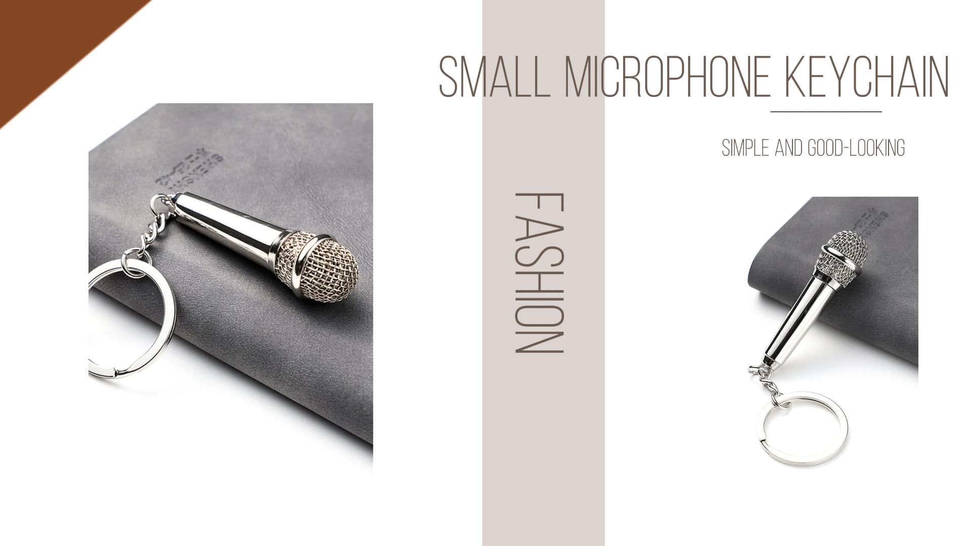 Leadigol 2 pezzi carino design microfono portachiavi micro musica portachiavi, borsa ciondolo portachiavi regalo regalo per amanti della musica regalo, Argento, taglia unica