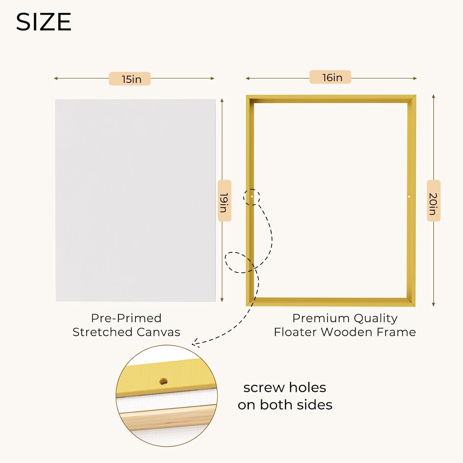 Large Framed Canvas Blank 16x20 - DIY Painting Art with Sturdy Wooden Frame, Modern Empty Canvas for Paint-Your-Own Art Ready to Hang Wall Decor