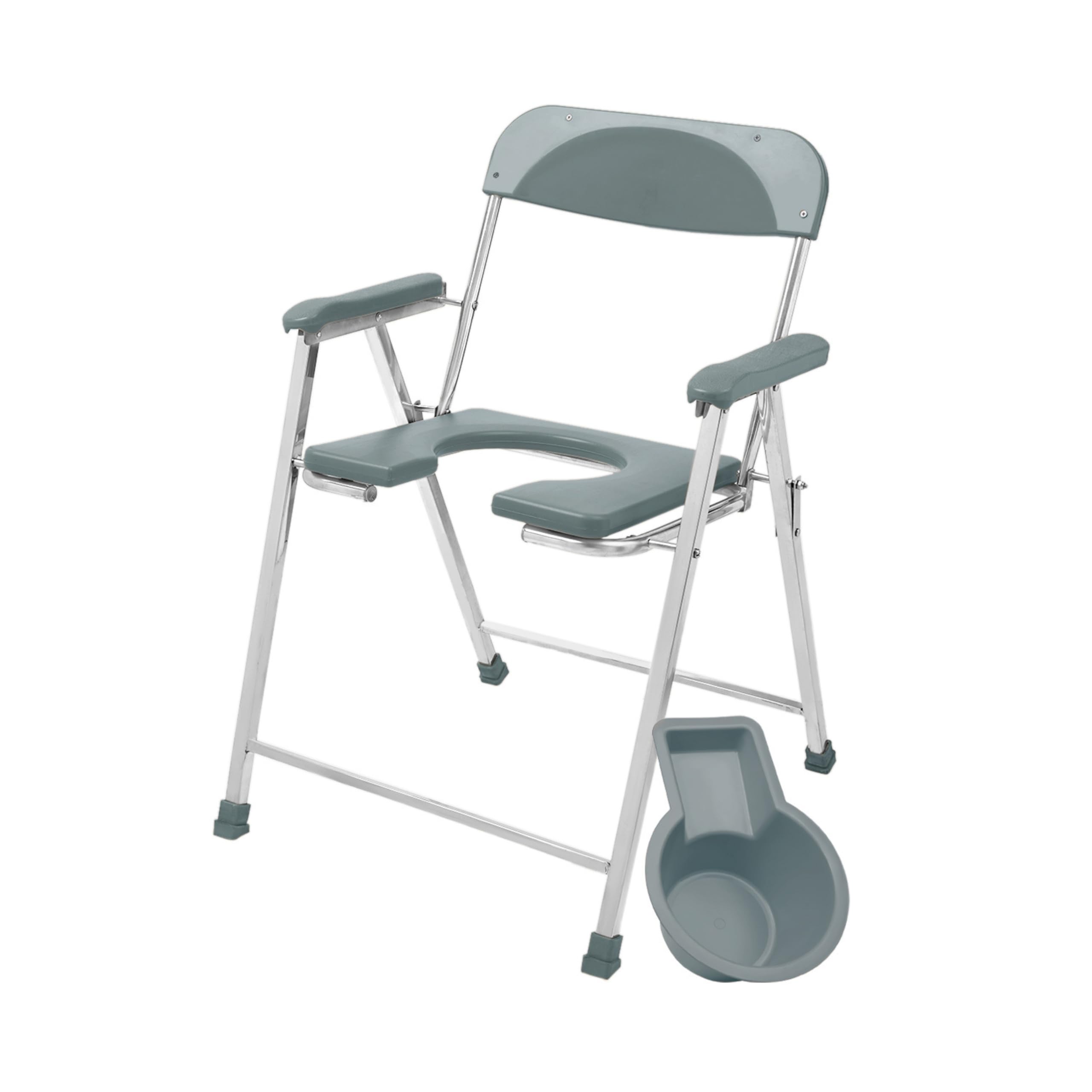 NEOSAFE Premium Folding Stainless Steel Shower Bathing Room Mobile Commode Stool Indian Toilet Seat For Elderly Disabled Men and Pregant Women Support (Grey) (B08ZCRQGGF) Amazon Price History, Amazon Price Tracker
