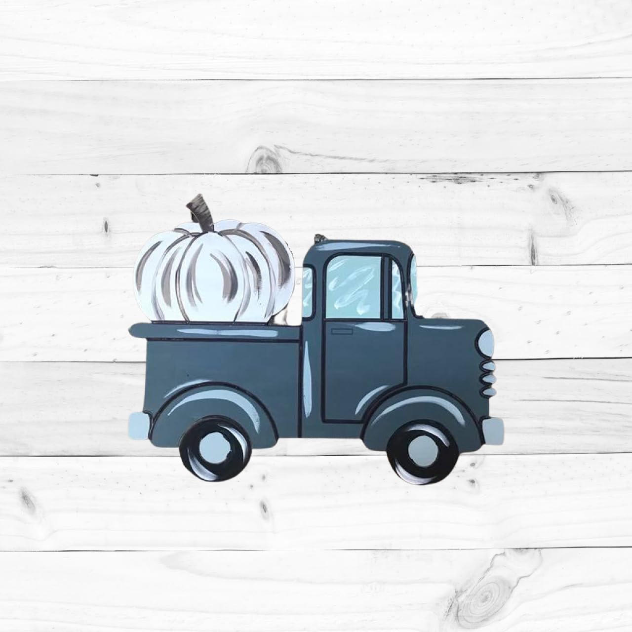 Old Style Truck with Pumpkin Cutout, Fall Shape, Thanksgiving Shape, Unfinished Craft, Paint by Line