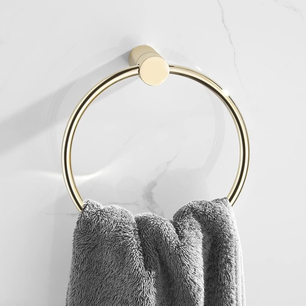 LSLYTQ Nordic Towel Ring, Gold Full Copper Round Bathroom Wall Hanger, Hand Towel Holder, Wall Mounted