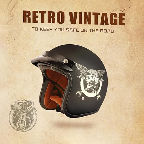 Miniatura 3 de GJH Colección de Cascos de Motocicleta 34 de Cara Abierta - Diseños Vintage y Modernos Aprobados por DOT para Hombres y Mujeres, Ideales para