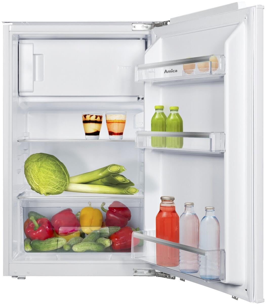 Amica Einbau‑Kühlschrank mit Gefrierfach Festtür‑Technik 880 mm Nische 116 l elektronische Steuerung Inverter‑Motor LED Beleuchtung 87,1 x 54 x 54 cm – Einbau Kühl Gefrierkombination